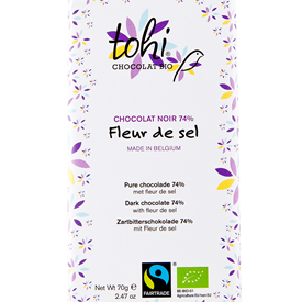 TOHI ORGANIC DARK 74% FLEUR DE SEL 70GRX15