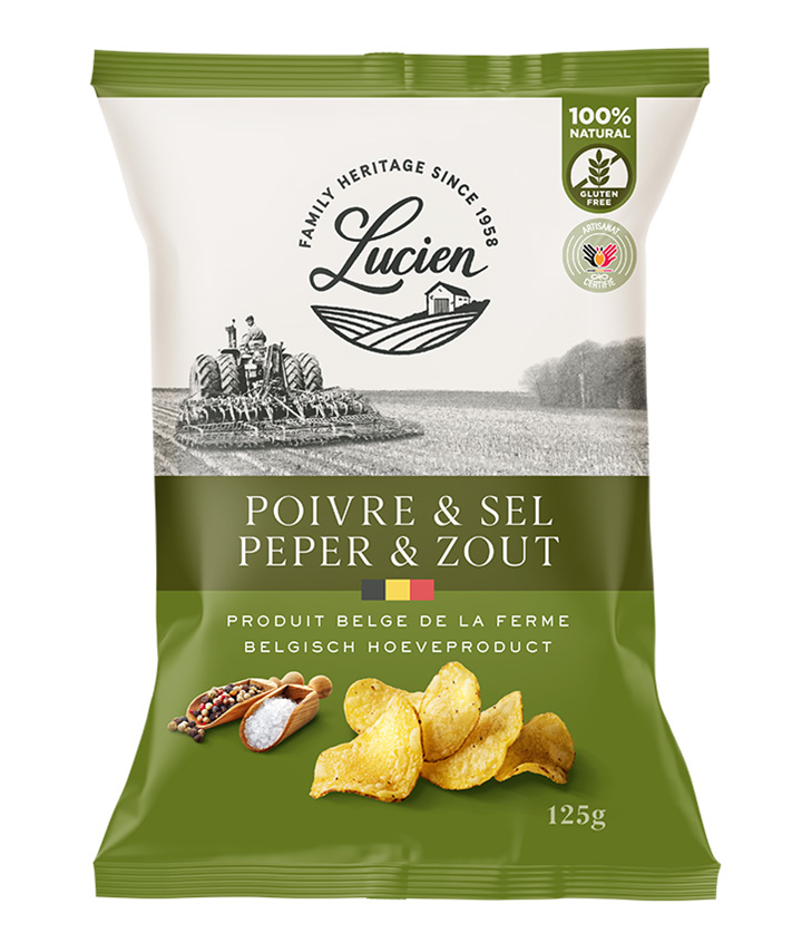 CHIPS DE LUCIEN POIVRE ET SEL  125GR X 20