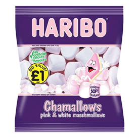 HARIBO PINK & WHITE CHAMALLOWS 140GR X 12