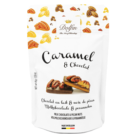 DOLFIN POUCH CARAMEL CHOC. MILK  PECAN 45GR X12