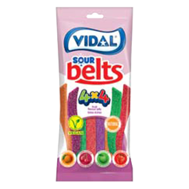 VIDAL * SOUR BELTS 4 FLAVOURS/COLOURS 90GR X14