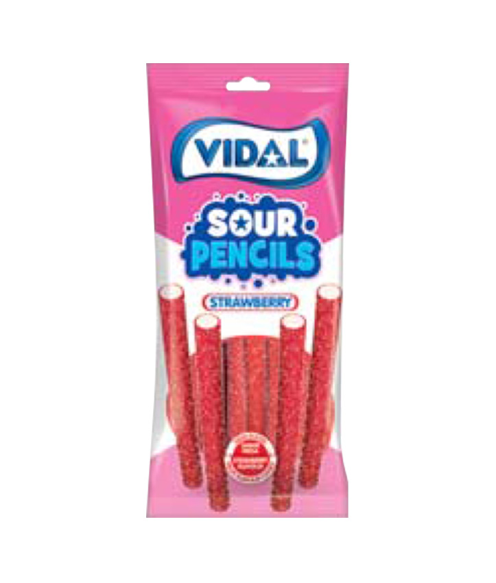 VIDAL # SOUR STRAWBERRY PENCILS 90GR X14
