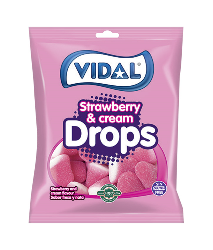 VIDAL # STRAWBERRY & CREAM DROPS 90GR X14