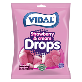 VIDAL # STRAWBERRY & CREAM DROPS 90GR X14