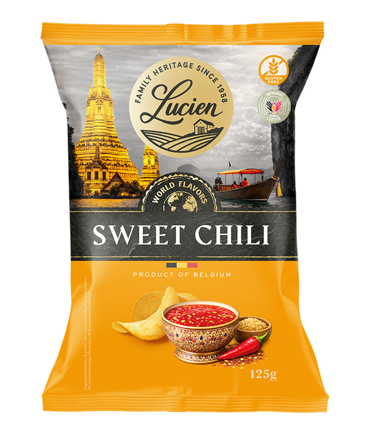 CHIPS DE LUCIEN SWEET CHILI 125GR X10