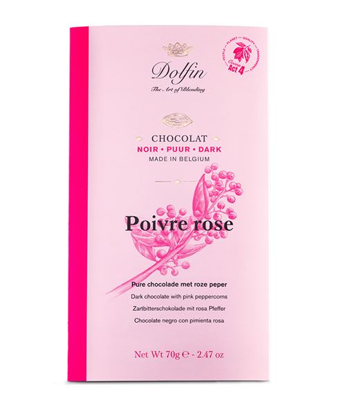DOLFIN TABL. NOIR 60% POIVRE ROSE 70GR X15