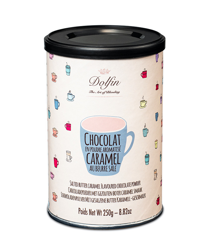 DOLFIN CHOCOLADEPOEDER / ZOUTE BOTER CARAMEL 250GR X 6