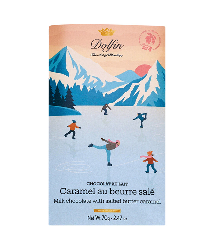 DOLFIN WINTER MELK MET GEZOUTEN BOTERKARAMEL 70GRX15